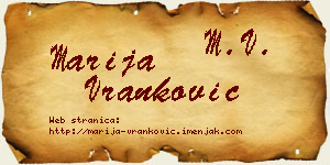 Marija Vranković vizit kartica